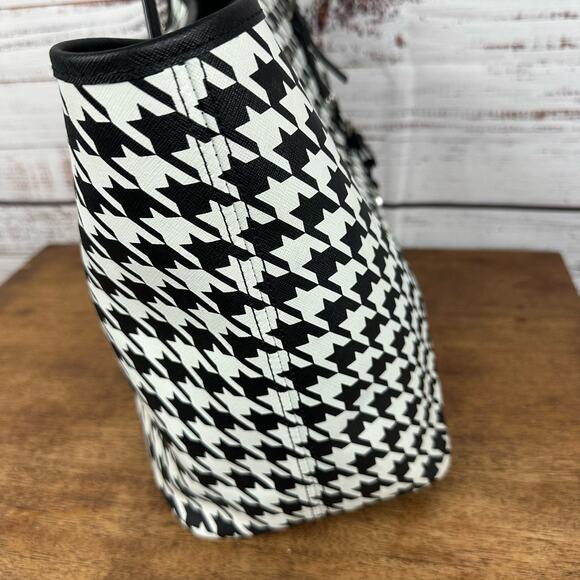 Michael Kors Black And White Houndstooth Large Tote Purse Shoulder Bag CLEAN - Picture 7 of 14